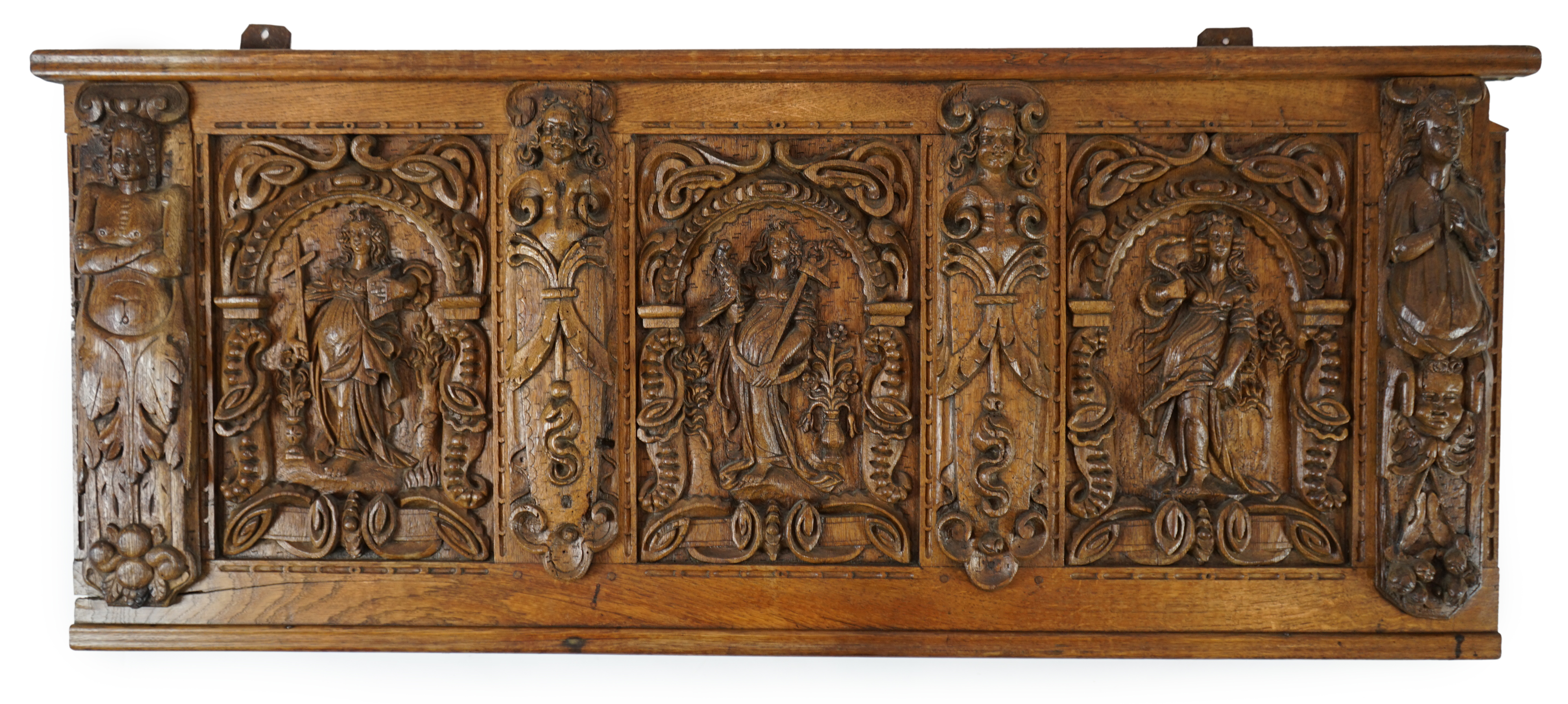 A 17th century and later Flemish carved oak panel